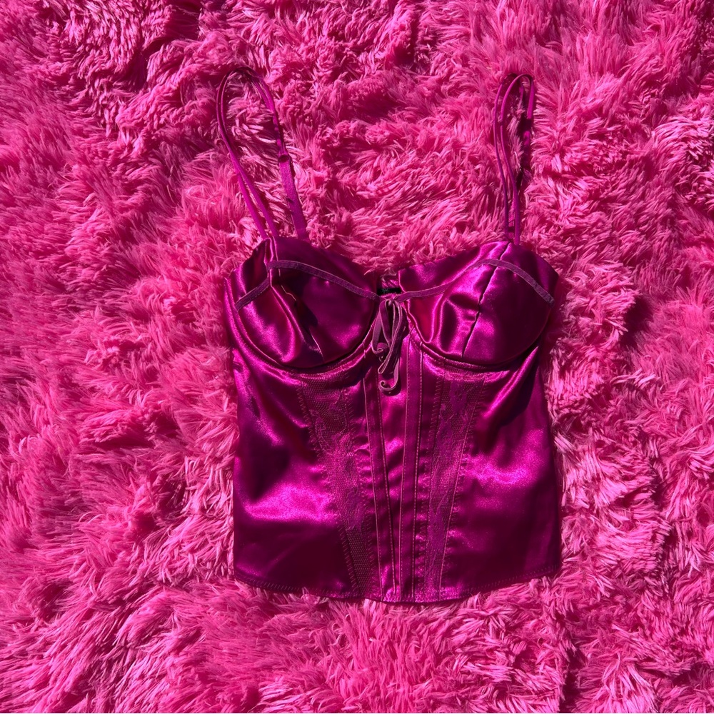 purple guess bustier top